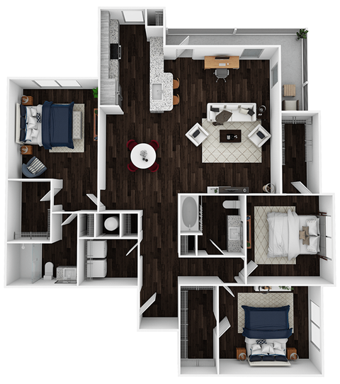 Floor plan for 3 beds, 2 baths, 1471 sqft